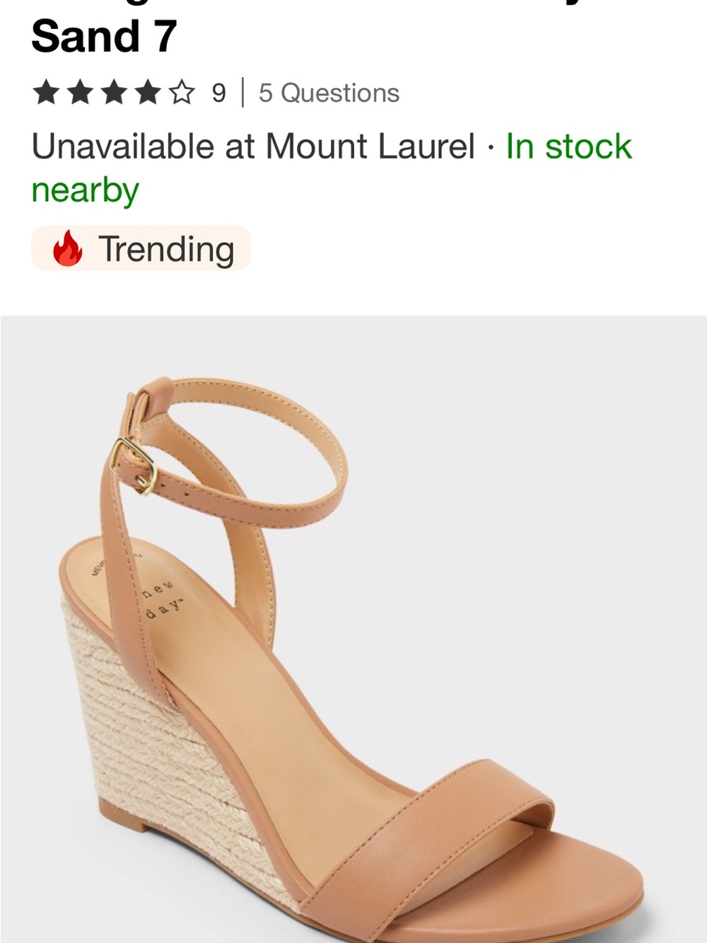 a new day Tan Ankle-Strap Espadrille Wedge Sandals